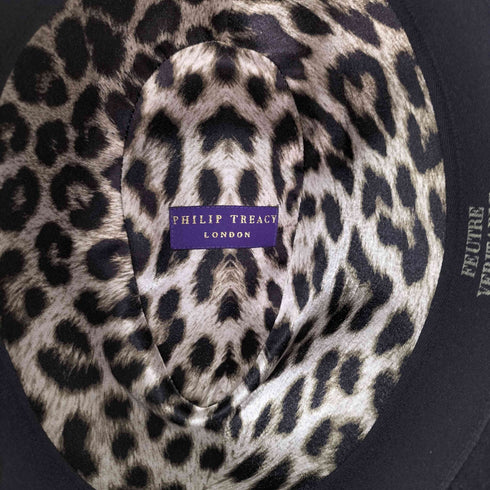 PHILIP TREACY 裏地レオパード ベルト刺繍 ベロア ハット メンズ