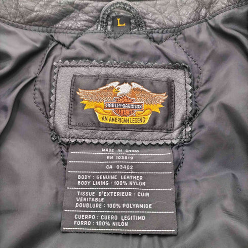 ハーレーダビッドソン HARLEY-DAVIDSON 00S OLD PATHWAY LEATHER VEST 本革 パスウェイ リアル レザー ベスト サイド レースアップ イーグル ファイヤー スカル 刺繍 Y2K メンズ import:L