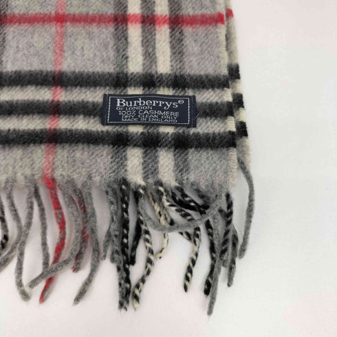 バーバリーズ BURBERRYS 90S イングランド製 紺タグ カシミヤ100 ノバチェック フリンジマフラー レディース