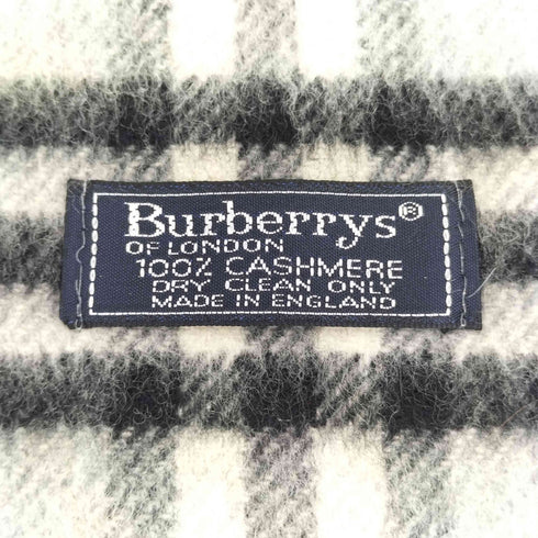バーバリーズ BURBERRYS 90S イングランド製 紺タグ カシミヤ100 ノバチェック フリンジマフラー レディース