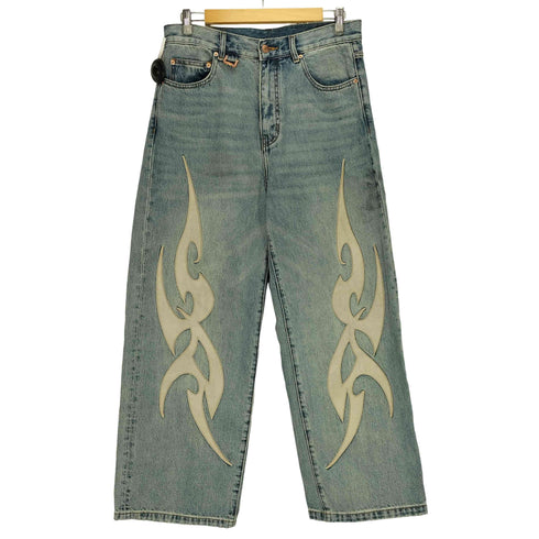 サプライヤー SUPPLIER Tribal Leather Patch Baggy Denim Jeans トライバル レザーパッチ バギー デニム ジーンズ メンズ JPN:M