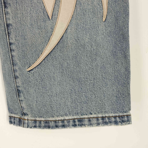 サプライヤー SUPPLIER Tribal Leather Patch Baggy Denim Jeans トライバル レザーパッチ バギー デニム ジーンズ メンズ JPN:M