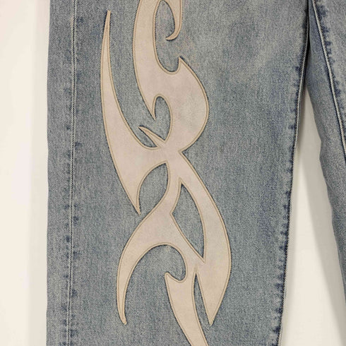 サプライヤー SUPPLIER Tribal Leather Patch Baggy Denim Jeans トライバル レザーパッチ バギー デニム ジーンズ メンズ JPN:M