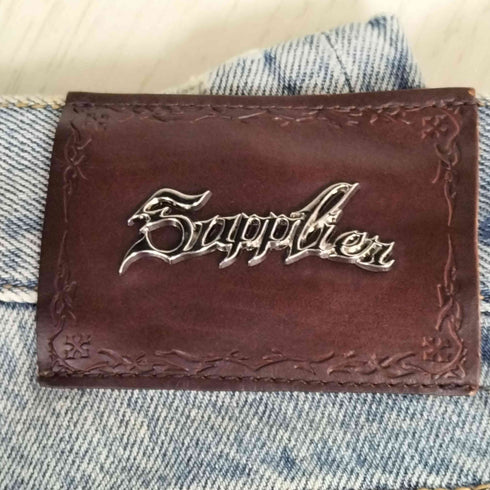 サプライヤー SUPPLIER Tribal Leather Patch Baggy Denim Jeans トライバル レザーパッチ バギー デニム ジーンズ メンズ JPN:M