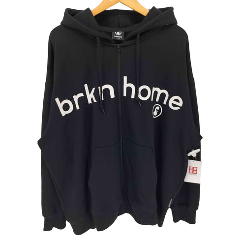 brknhome カレッジロゴ プリント ジップアップ パーカー メンズ JPN:L