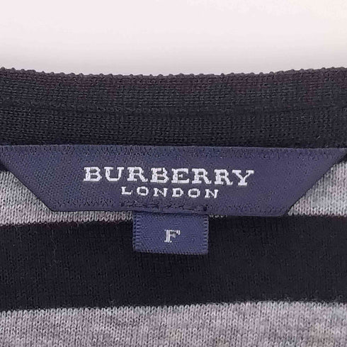 バーバリーロンドン BURBERRY LONDON ホース刺繍 裏地ボーダー リネン混 コットン Vネック ロングカーディガン レディース FREE