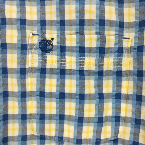 ティンバーランド Timberland REGULAR FIT ロゴ刺繍 チェック ポケット S/S シャツ メンズ import:M