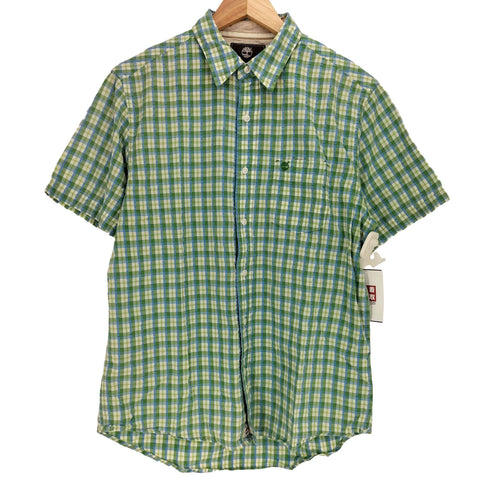 ティンバーランド Timberland REGULAR FIT ロゴ刺繍 チェック ポケット S/S シャツ メンズ import:M
