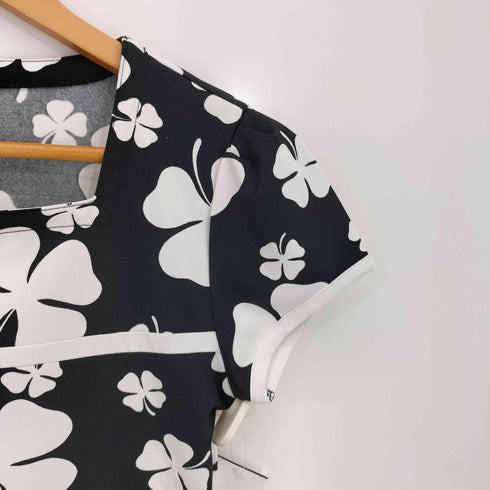 クレージュ courreges クローバー柄 スクエアネック 半袖Tシャツ レディース 9R
