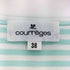 クレージュ courreges フロントロゴ ラインストーン ボーダー Uネック 半袖Tシャツ レディース FR:38