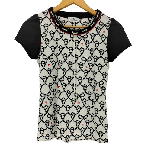 クレージュ courreges ロープ総柄 ロゴプリント ドロスト クルーネック半袖Tシャツ レディース FR:38