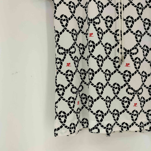 クレージュ courreges ロープ総柄 ロゴプリント ドロスト クルーネック半袖Tシャツ レディース FR:38