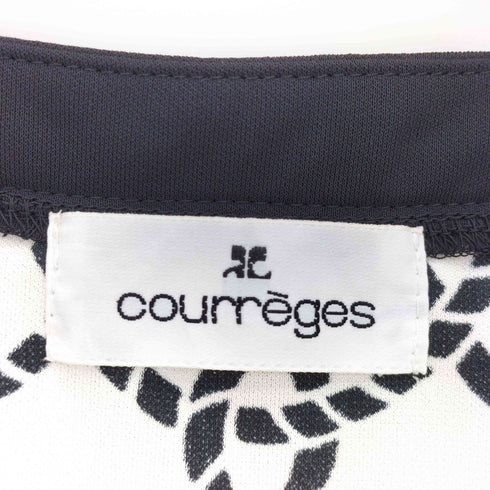 クレージュ courreges ロープ総柄 ロゴプリント ドロスト クルーネック半袖Tシャツ レディース FR:38