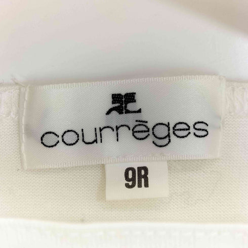 クレージュ courreges フロントロゴ刺繍 ボーダー ボートネック 五分袖カットソー レディース 9R