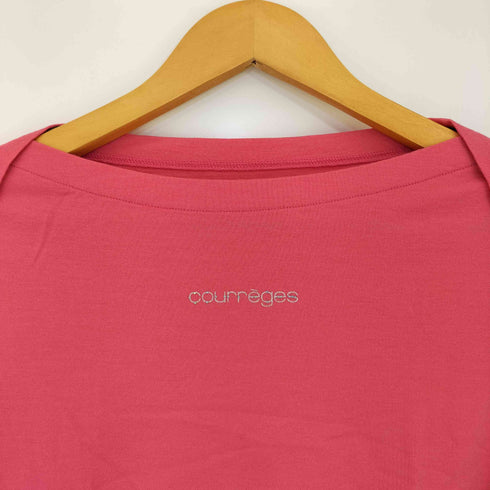 クレージュ courreges フロントロゴ刺繍 ラメ ボートネック 七分袖ニット レディース 9R