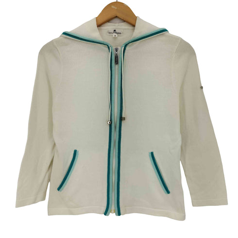 クレージュ courreges 袖ロゴプレート パイピング コットン ジップアップパーカー レディース FR:38
