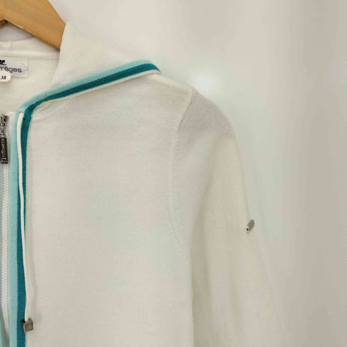クレージュ courreges 袖ロゴプレート パイピング コットン ジップアップパーカー レディース FR:38