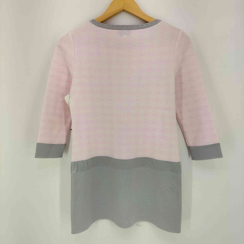 クレージュ courreges ドット ロゴプレート 配色切替 チュニック ニットワンピース レディース FR:38
