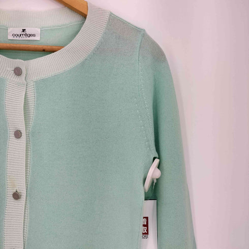 クレージュ courreges コットンアクリル シアー クルーネック 長袖カーディガン レディース FR:38