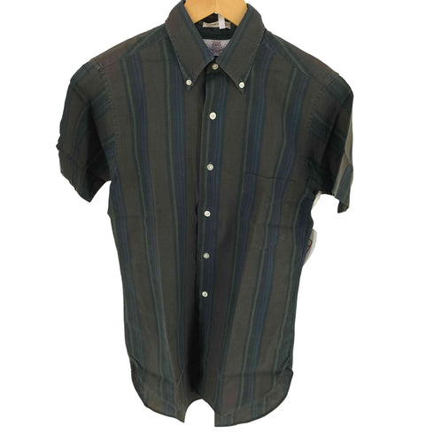 ヴァンヒューゼン VAN HEUSEN 90-00S OXFORD HOPSACK オックスフォード ホップッサック 半袖 ボタンダウン ストライプ シャツ メンズ S