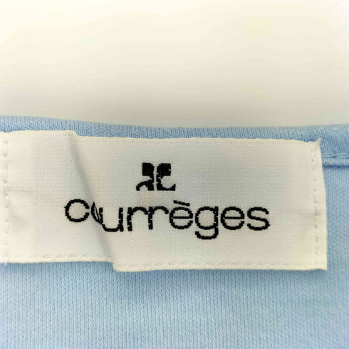 クレージュ courreges ビーズ ラインストーン装飾 トロンプルイユ ショルダーバッグプリント 半袖 Tシャツ レディース FR:38