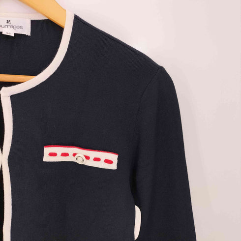 クレージュ courreges フックボタン クルーネック 長袖ニットカーディガン レディース FR:38