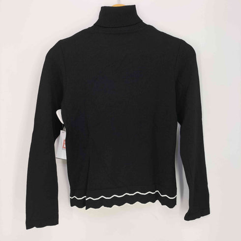 クレージュ courreges フロントロゴ刺繍 ラインストーン ライトオンス タートルネック 長袖ニット レディース FR:38