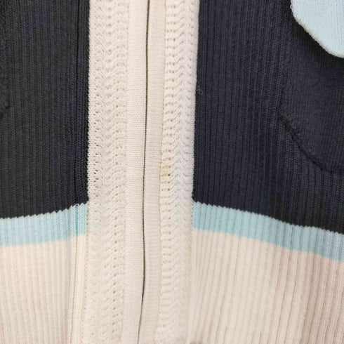 クレージュ courreges 4ポケ リブ編み 配色切替 ジップニットカーディガン レディース 9R
