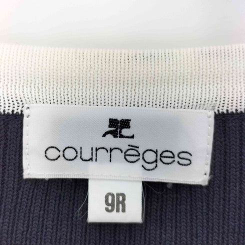 クレージュ courreges 4ポケ リブ編み 配色切替 ジップニットカーディガン レディース 9R