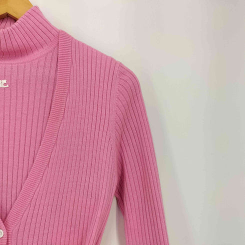 クレージュ courreges ロゴプレート ベルデッド Vネック 長袖カーディガン ハイネック 半袖ニット アンサンブル レディース どちらも38