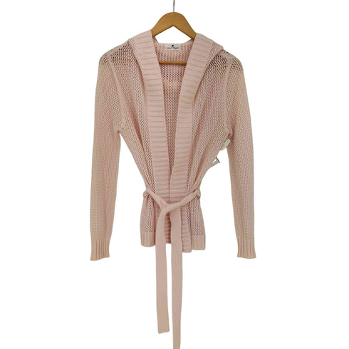 クレージュ courreges ベルデッド フード付き ボタンレス メッシュニットカーディガン レディース 9R
