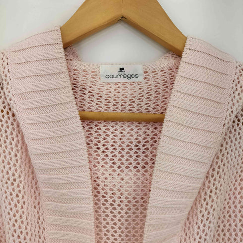 クレージュ courreges ベルデッド フード付き ボタンレス メッシュニットカーディガン レディース 9R