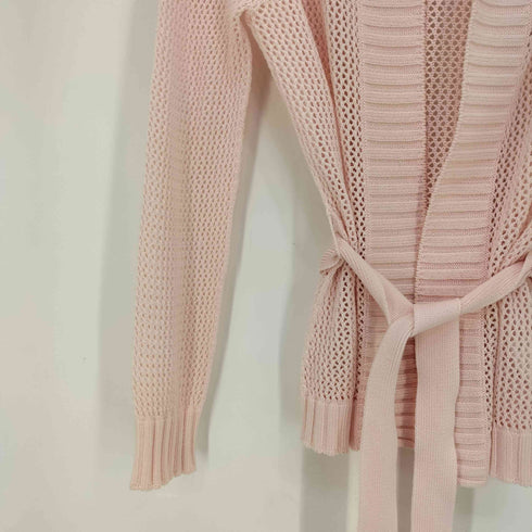 クレージュ courreges ベルデッド フード付き ボタンレス メッシュニットカーディガン レディース 9R