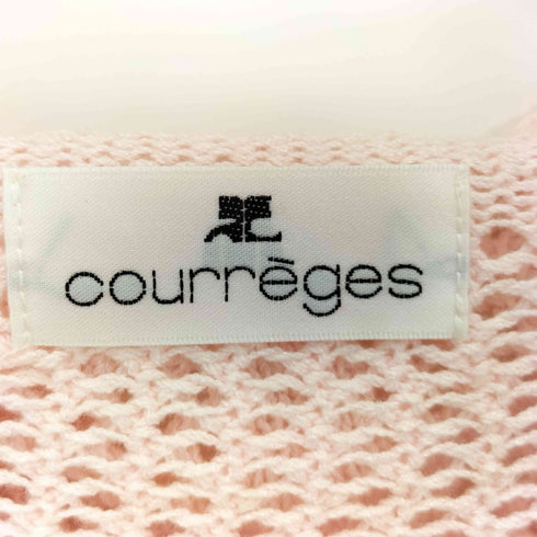 クレージュ courreges ベルデッド フード付き ボタンレス メッシュニットカーディガン レディース 9R