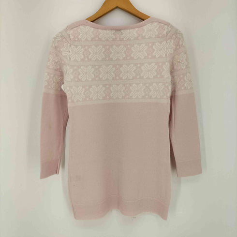 クレージュ courreges フラワープリント ビジュー装飾 ウールナイロン チュニック ニットワンピース レディース FR:38