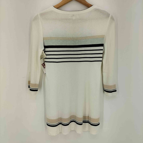 クレージュ courreges ロゴプリント ボーダー ライトオンス スクエアネック 七分袖 チュニック ニットワンピース レディース FR:38