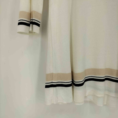 クレージュ courreges ロゴプリント ボーダー ライトオンス スクエアネック 七分袖 チュニック ニットワンピース レディース FR:38