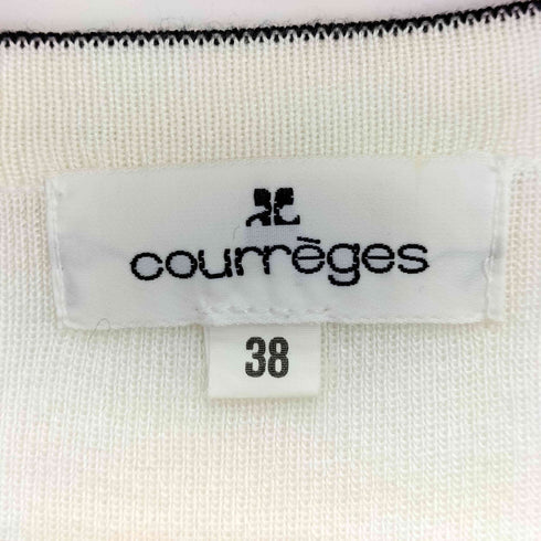 クレージュ courreges ロゴプリント ボーダー ライトオンス スクエアネック 七分袖 チュニック ニットワンピース レディース FR:38