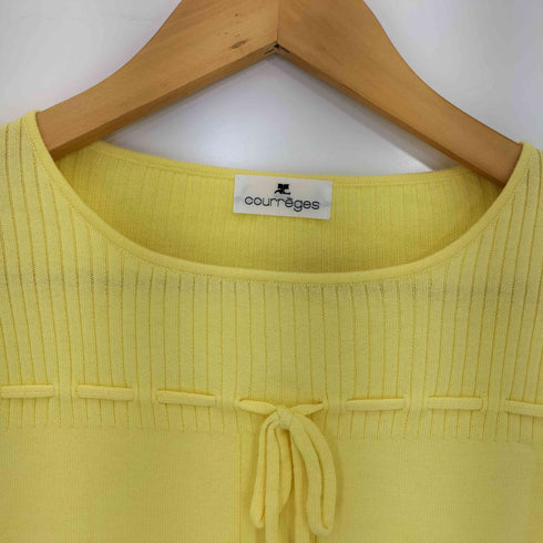 クレージュ courreges ロゴ刺繍 フロントリボン ライトオンス クルーネック 長袖ニット レディース 9R