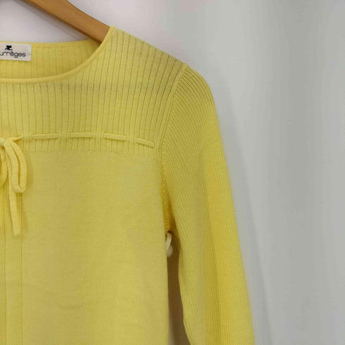 クレージュ courreges ロゴ刺繍 フロントリボン ライトオンス クルーネック 長袖ニット レディース 9R