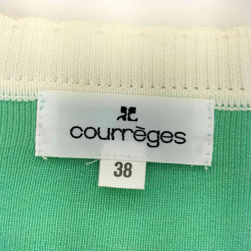 クレージュ courreges ボーダー フリルネック 七分袖 ニットカーディガン レディース FR:38