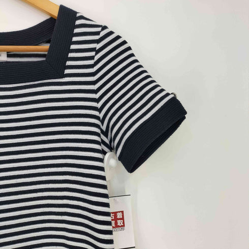 クレージュ courreges ボーダー スクエアネック チュニック 半袖ニットワンピース レディース FR:38