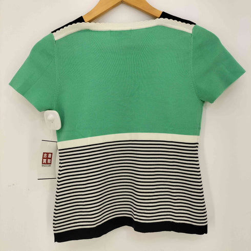 クレージュ courreges ボーダー切替 ボートネック 半袖サマーニット レディース FR:38