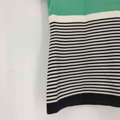 クレージュ courreges ボーダー切替 ボートネック 半袖サマーニット レディース FR:38