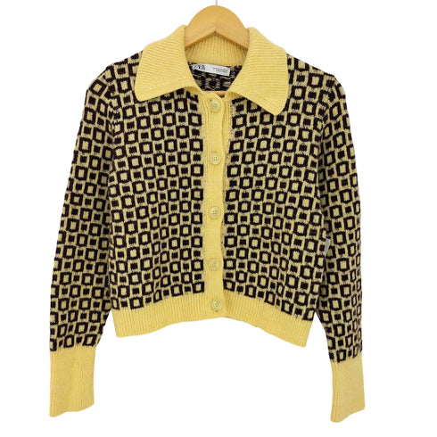 ザラ ZARA ジオメトリックジャガードカーディガン レディース import:M