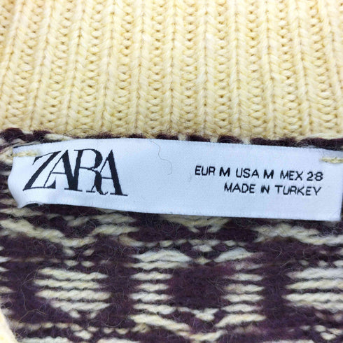 ザラ ZARA ジオメトリックジャガードカーディガン レディース import:M