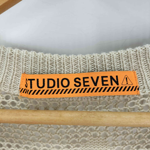 スタジオセブン STUDIO SEVEN フラワー 透かし編み コットン リネン カーディガン メンズ JPN:M