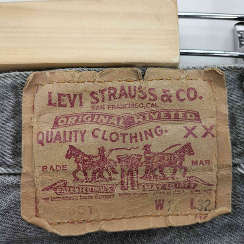 リーバイス Levis 80-90S ボタン裏653 ボールドウィン工場 501 先染めブラック ダメージ ボタンフライ デニム パンツ メンズ W28 L32