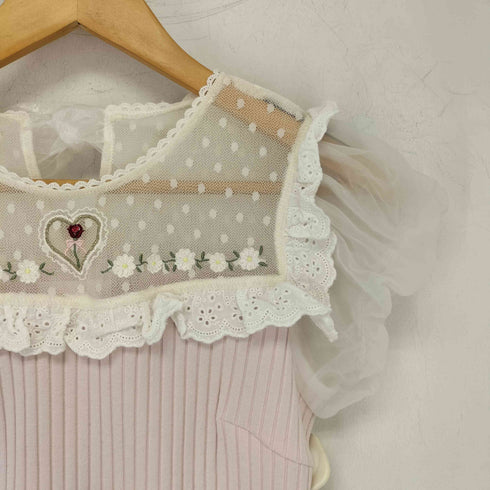 リズリサ LIZ LISA ハートヨクリブ刺繍トップス レディース JPN:0