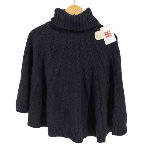 バーバリーブラックレーベル BURBERRY BLACK LABEL タートルネック ケーブルニット ケープ レディース FR:38